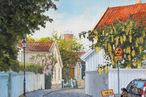 Brevkort - Gullregn blommar i Gamla stan, Kalmar